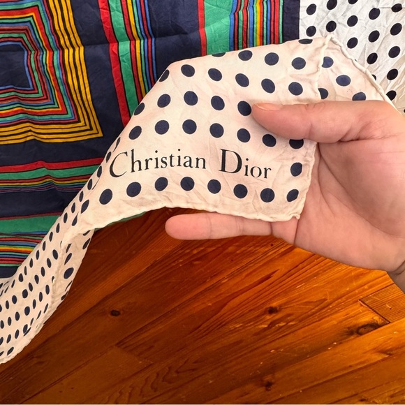 Vintage Dior Polka Dot and Striped Accent Scarf - Picture 5 of 5